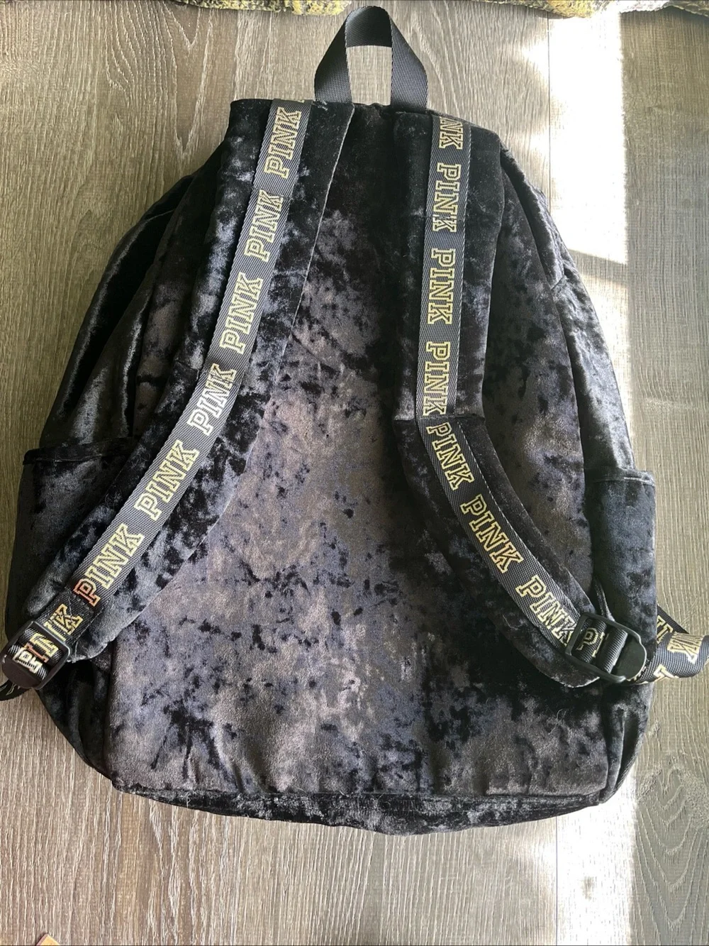 PINK Victoria's Secret Velvet Black Backpack Large 18x14x8